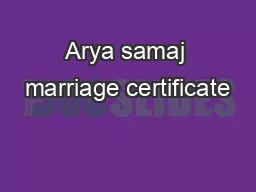 Arya samaj marriage certificate