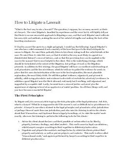 How to Litigate a Lawsuit