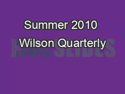 Summer 2010 Wilson Quarterly