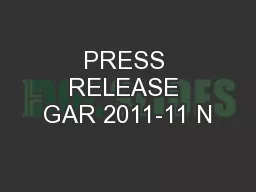 PRESS RELEASE GAR 2011-11 N