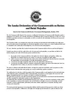 The Lusaka Declaration of the Commonwealth on Racism and Racial Prejud