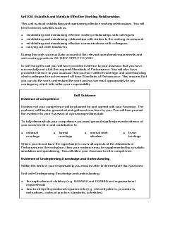 Unit C6: Establish and Maintain Effective Working Relationships
...