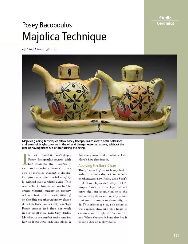 Posey BacopoulosMajolica Techniquen her numerous workshops, Posey Baco