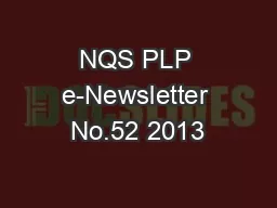 NQS PLP e-Newsletter No.52 2013