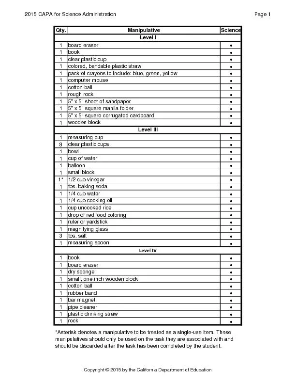 2015 CAPA for Science AdministrationPage 1��Copyright 