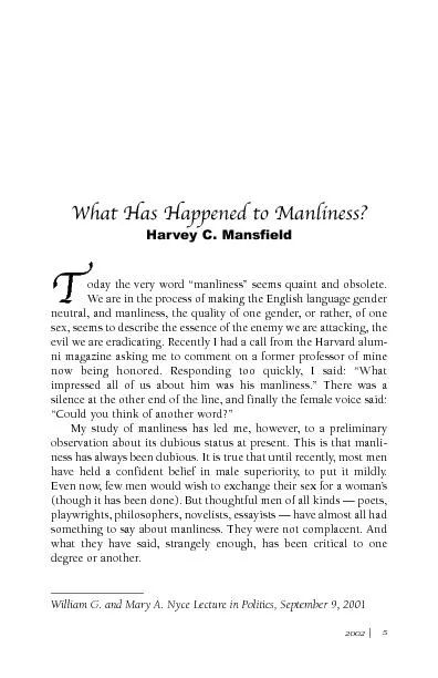 What Has Happened to Manliness?