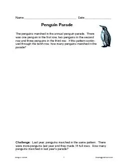 e annual penguin parade.  There was one penguin in the first row, two
