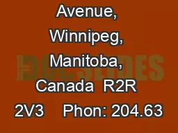 2340 Logan Avenue, Winnipeg, Manitoba, Canada  R2R 2V3    Phon: 204.63