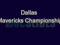 Dallas Mavericks Championship