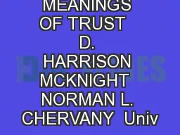 THE MEANINGS OF TRUST   D. HARRISON MCKNIGHT  NORMAN L. CHERVANY  Univ