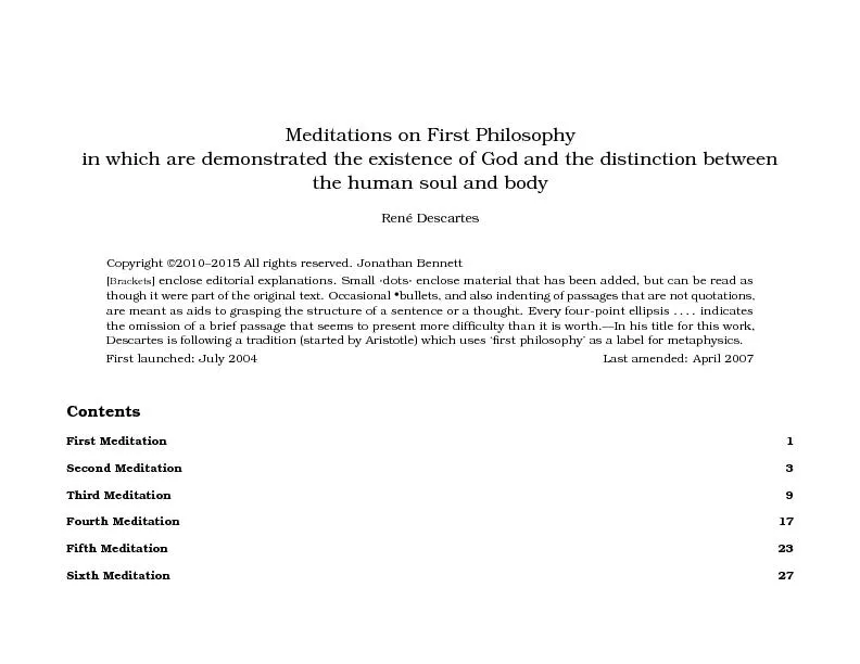 MeditationsonFirstPhilosophyinwhicharedemonstratedtheexistenceofGodand