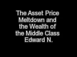 The Asset Price Meltdown and the Wealth of the Middle Class Edward N.