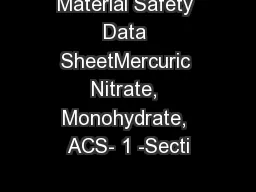 Material Safety Data SheetMercuric Nitrate, Monohydrate, ACS- 1 -Secti