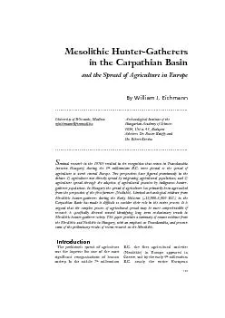 Mesolithic Hunter-Gatherersand the Spread of Agriculture in EuropeUniv