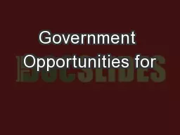 Government Opportunities for