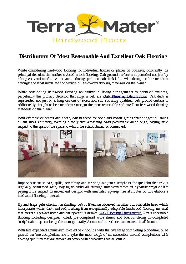 Distributors Of Most Reasonable And Excellent Oak Flooring