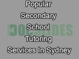 Popular Secondary School Tutoring Services In Sydney