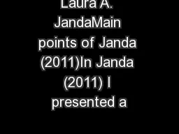 Laura A. JandaMain points of Janda (2011)In Janda (2011) I presented a