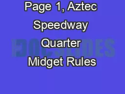 Page 1, Aztec Speedway Quarter Midget Rules
