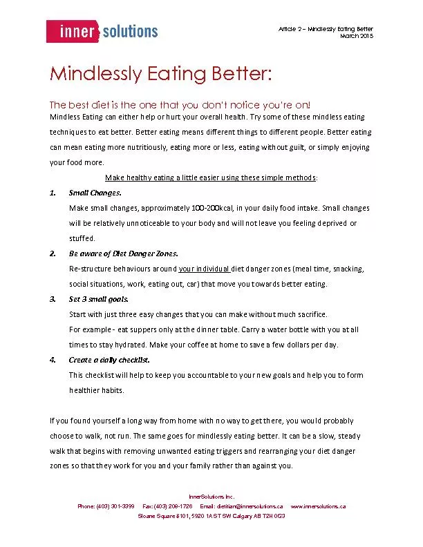 Mindlessly Eating Better