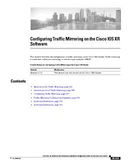 Configuring Traffic Mirroring on the Cisco IOS XR SoftwareRestrictions
