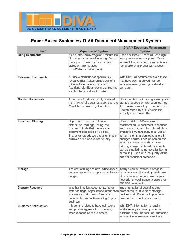 Paper-Based System vs. DiVA Document Management System