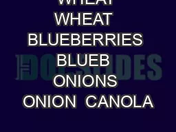 WHEAT WHEAT  BLUEBERRIES BLUEB  ONIONS ONION  CANOLA