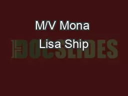 M/V Mona Lisa Ship’s Particulars