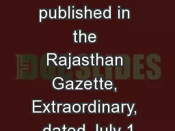 (First published in the Rajasthan Gazette, Extraordinary, dated July 1