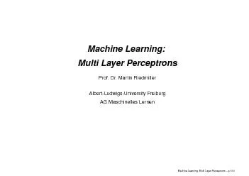 MachineLearning:MultiLayerPerceptronsProf.Dr.MartinRiedmillerAlbert-Lu