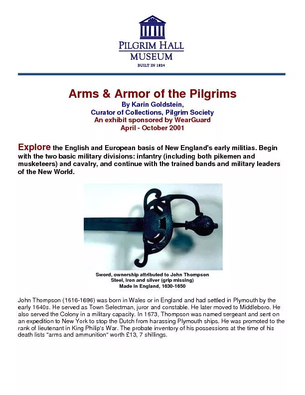 Arms & Armor of the Pilgrims