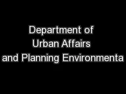 Department of Urban Affairs and Planning Environmenta