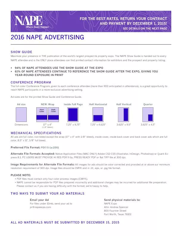 2016 NAPE ADVERTISING