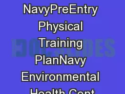 U.S. NavyPreEntry Physical Training PlanNavy Environmental Health Cent