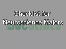 Checklist for Neuroscience Majors