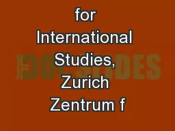 CIS / Center for International Studies, Zurich Zentrum f