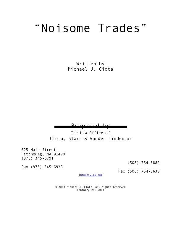 “Noisome Trades”