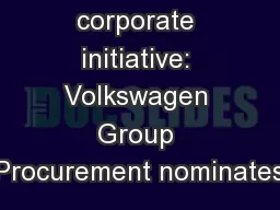 The FAST corporate initiative: Volkswagen Group Procurement nominates