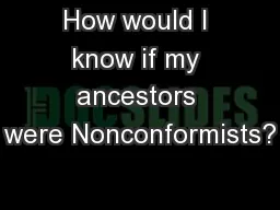How would I know if my ancestors were Nonconformists?