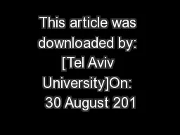 This article was downloaded by: [Tel Aviv University]On: 30 August 201