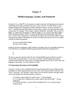1  &#x/MCI; 0 ;&#x/MCI; 0 ;Chapter 9Modal Language, Syntax, an