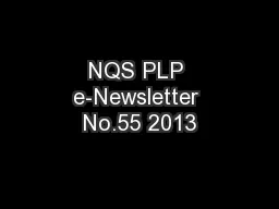 NQS PLP e-Newsletter No.55 2013