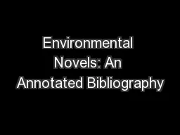Environmental Novels: An Annotated Bibliography