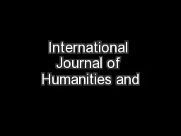 International Journal of Humanities and