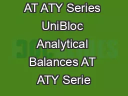 AT ATY Series UniBloc Analytical Balances AT ATY Serie