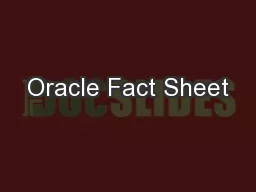 Oracle Fact Sheet