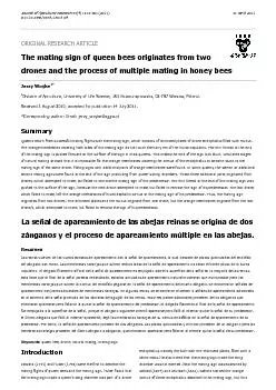 ORIGINAL RESEARCH ARTICLE The mating sign of queen bees originates fro