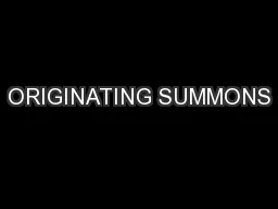 ORIGINATING SUMMONS