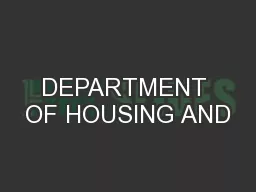 DEPARTMENT OF HOUSING AND