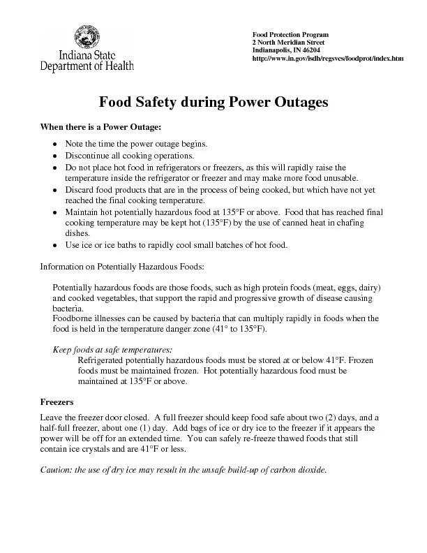 ld be safe as long as the power is out no more than about four (4) to